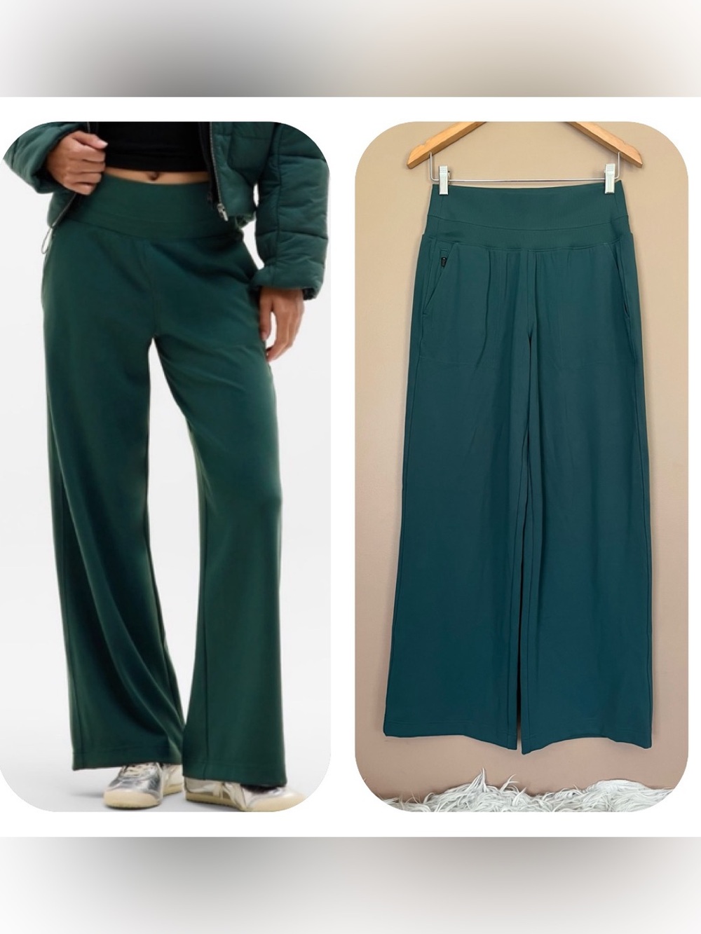 {Athleta} Venice High Rise Wide Leg Pants in Green - Womens Small